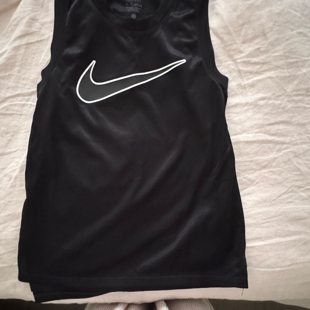 Nike Black Sleeveless Top with White Logo